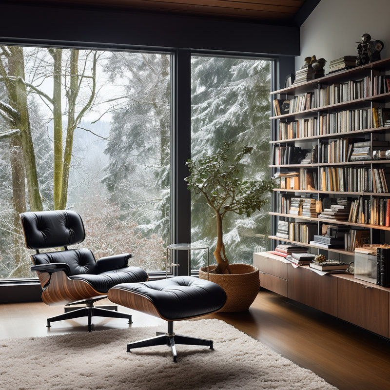 Genuine Leather Swivel Lounge Chair With Ottoman